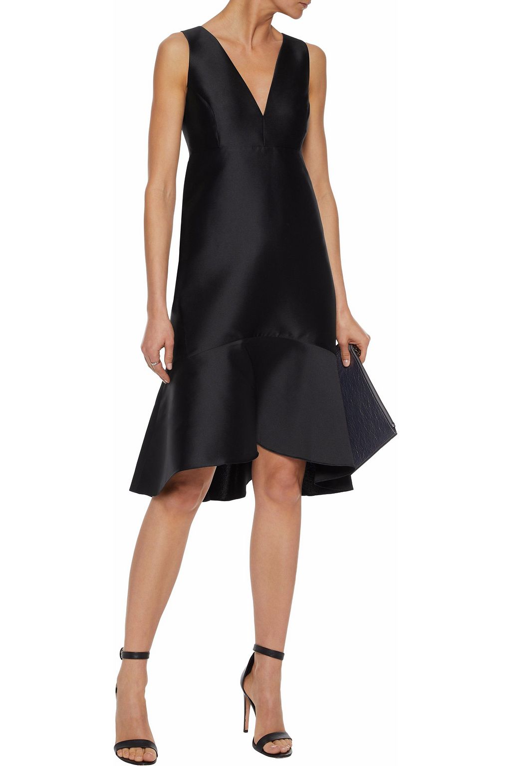 IRIS & INK Mara fluted satin-twill dress