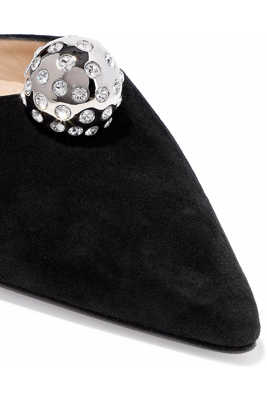 PAUL ANDREW Embellished suede slingback point-toe flats