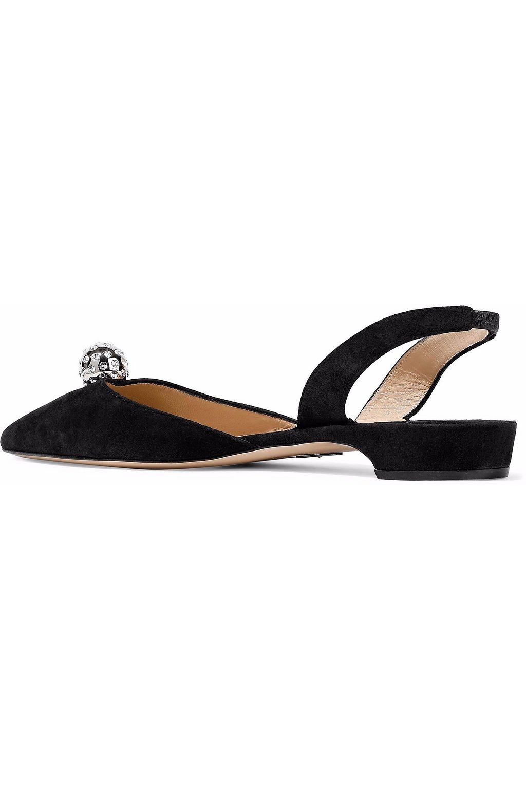 PAUL ANDREW Embellished suede slingback point-toe flats