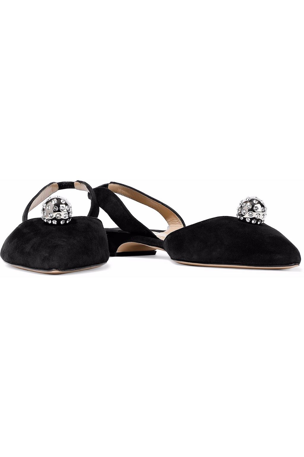 PAUL ANDREW Embellished suede slingback point-toe flats