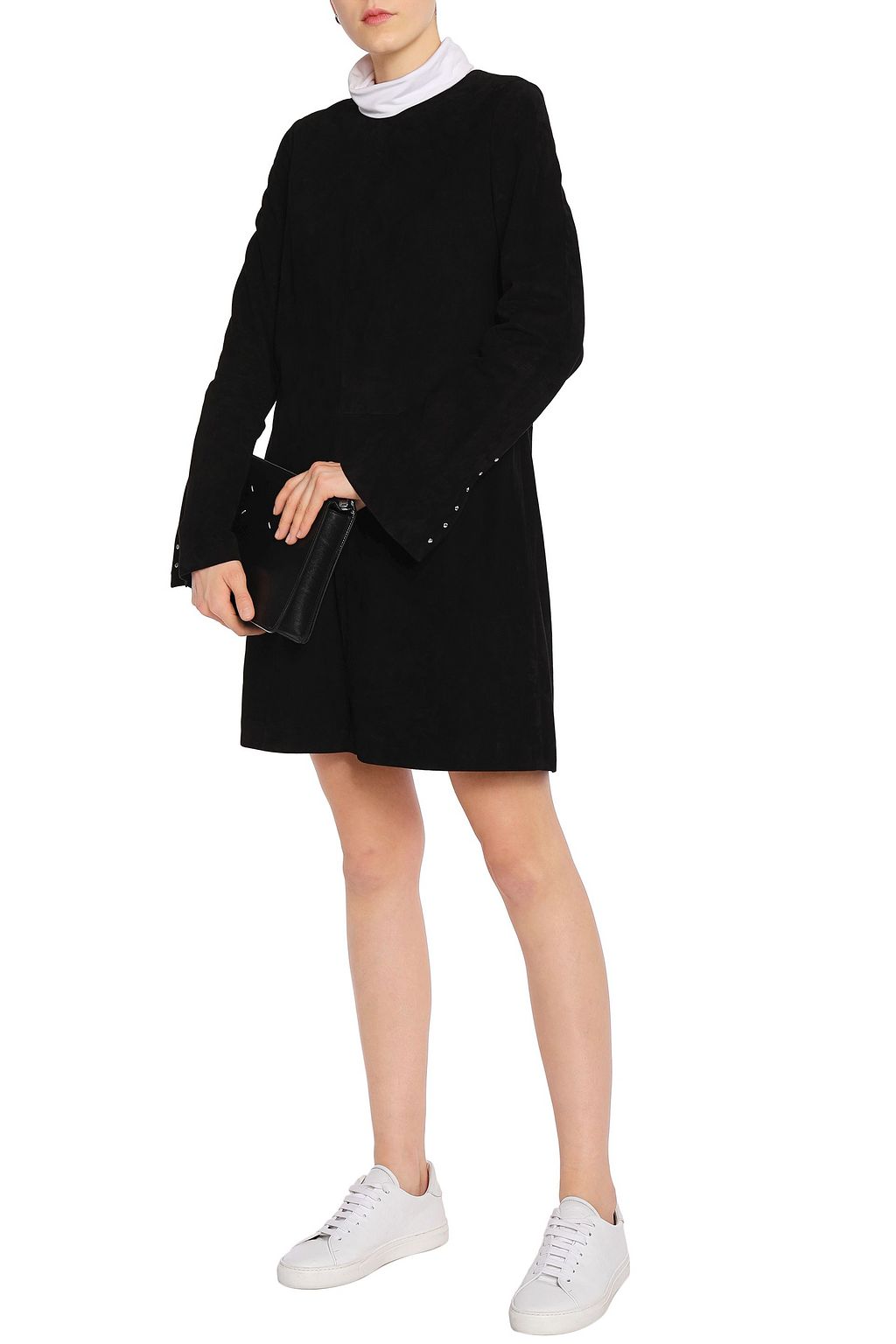 THEORY Studded suede mini dress