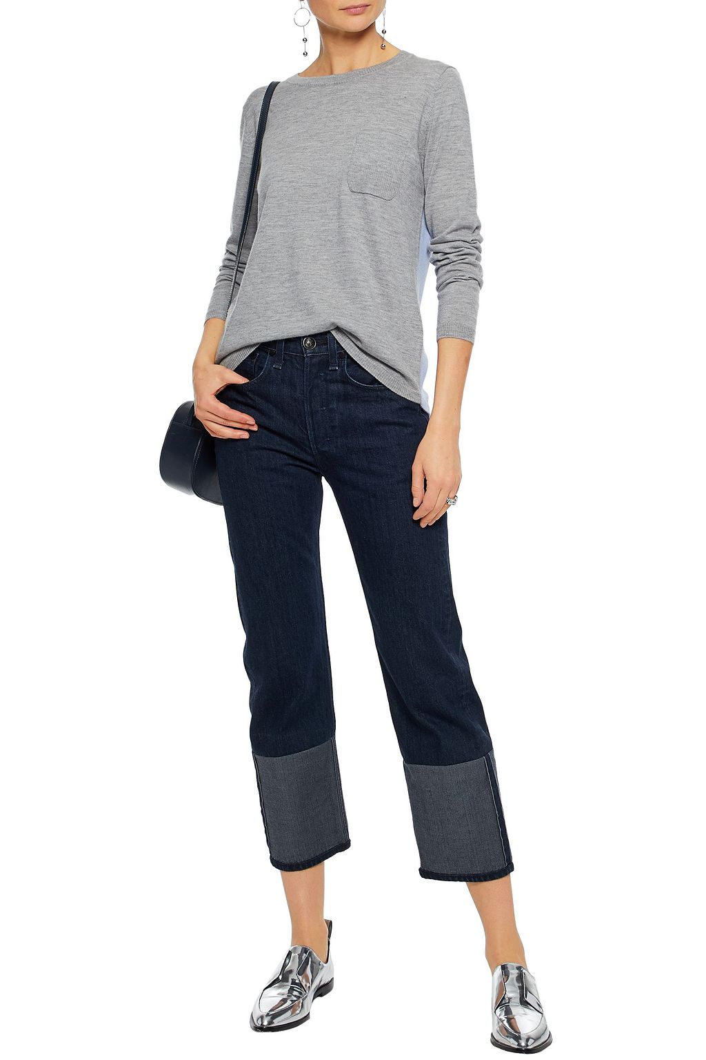 CHINTI & PARKER Paneled ribbed cashmere sweater