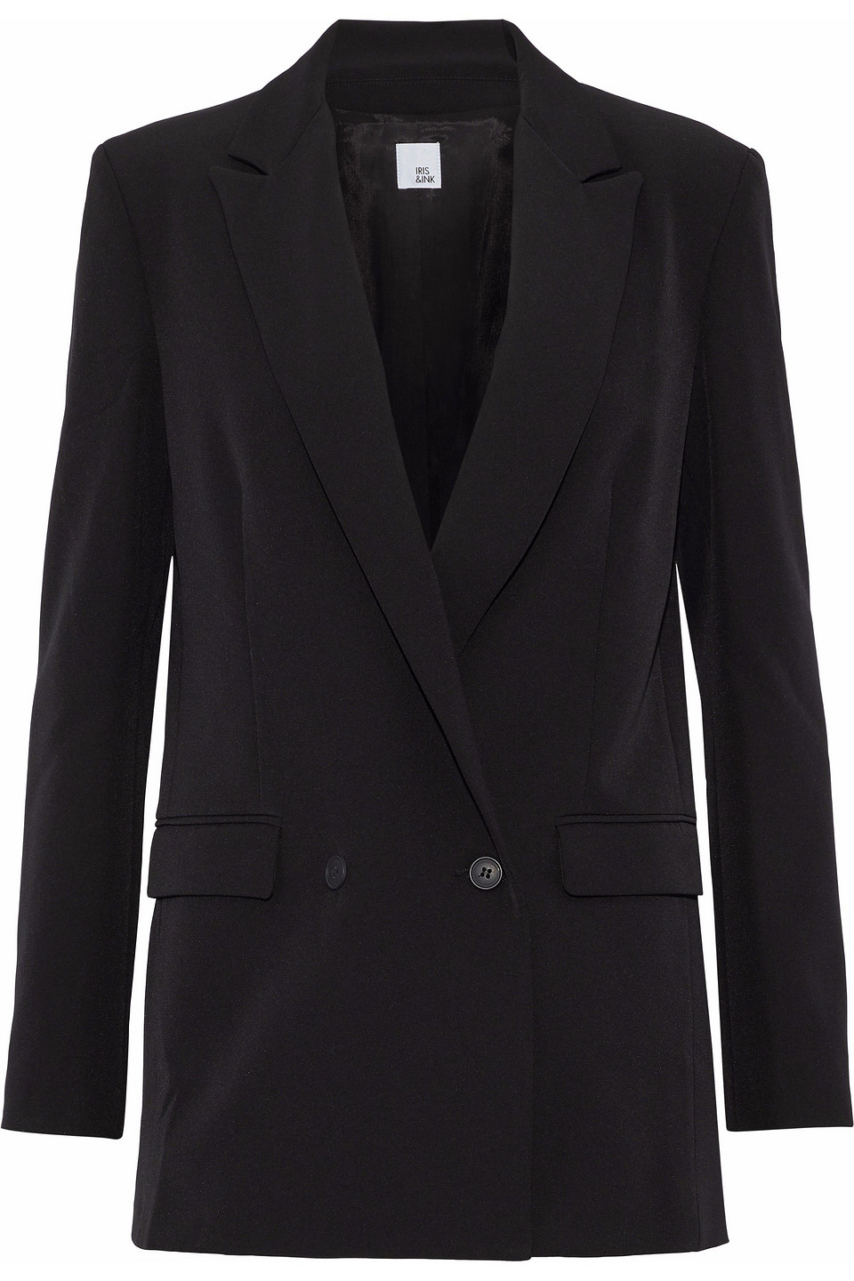 iris & ink - double-breasted crepe blazer - black - uk/au 10