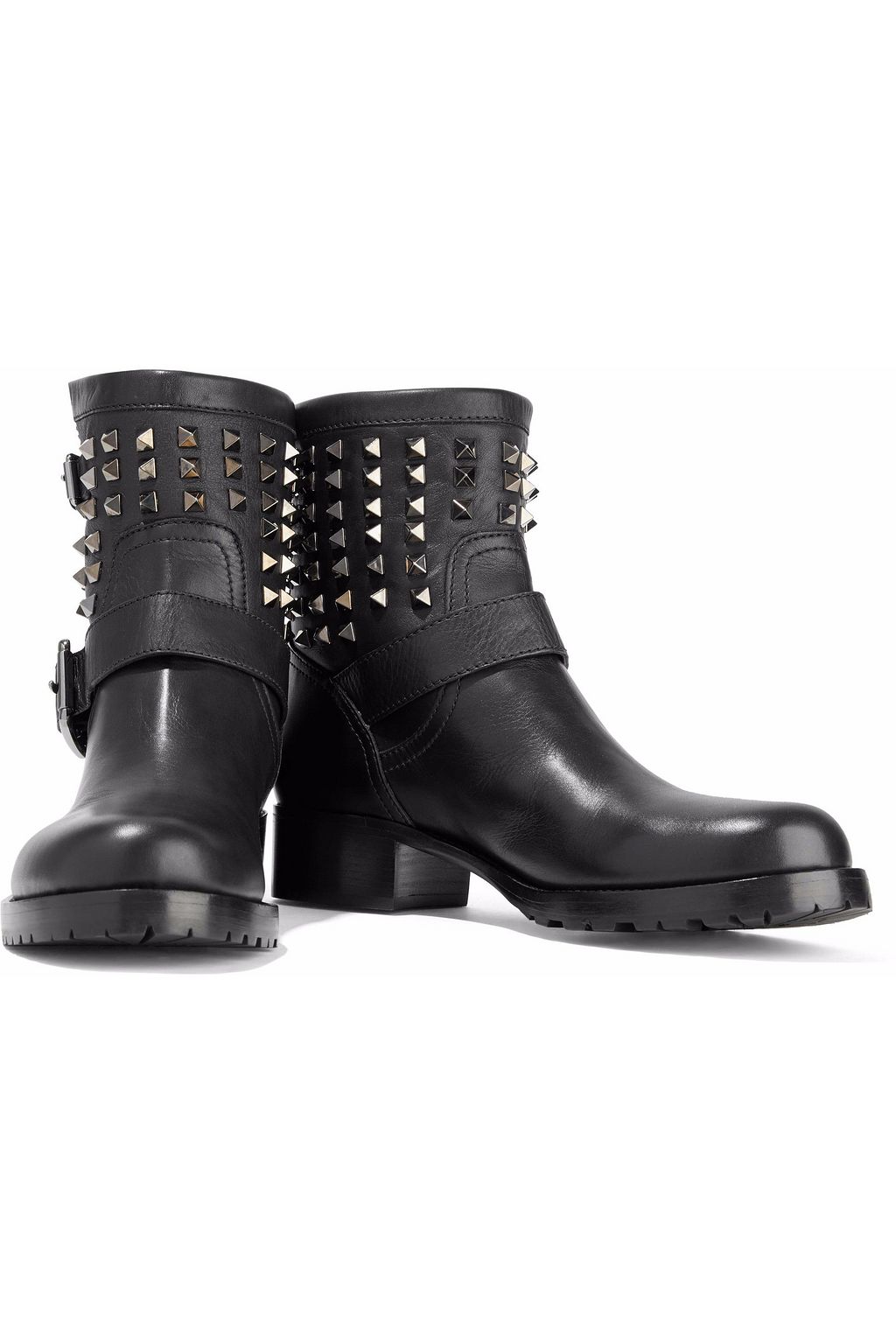 Black studded biker boots on sale