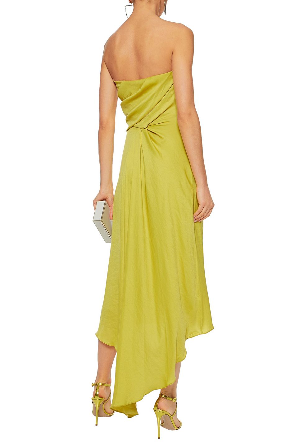 halston heritage strapless crepe gown
