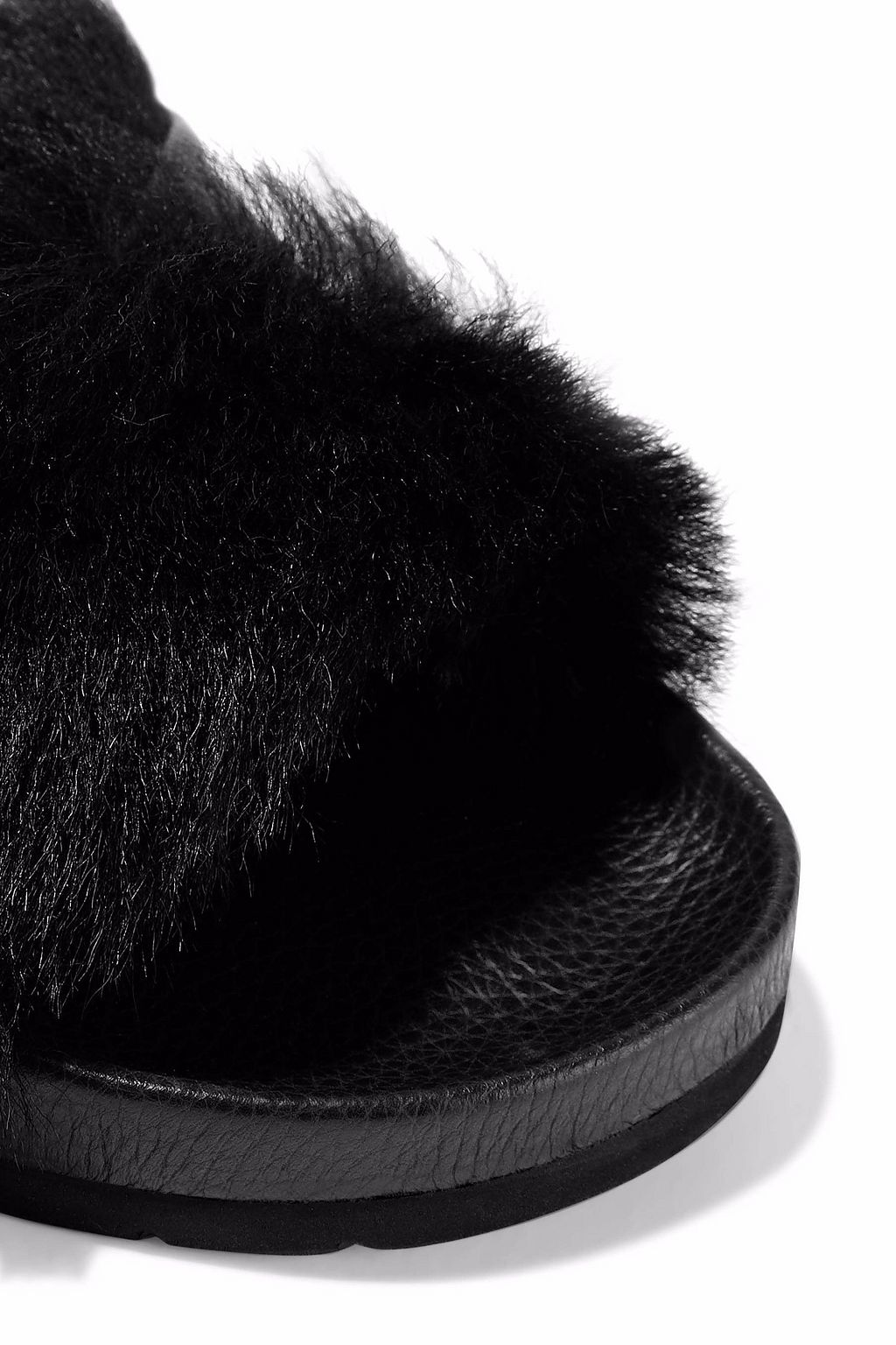VINCE. Shearling and leather slides