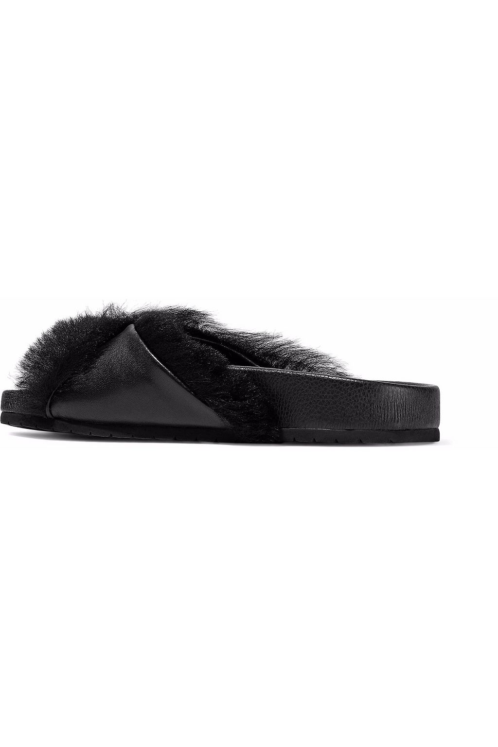 VINCE. Shearling and leather slides