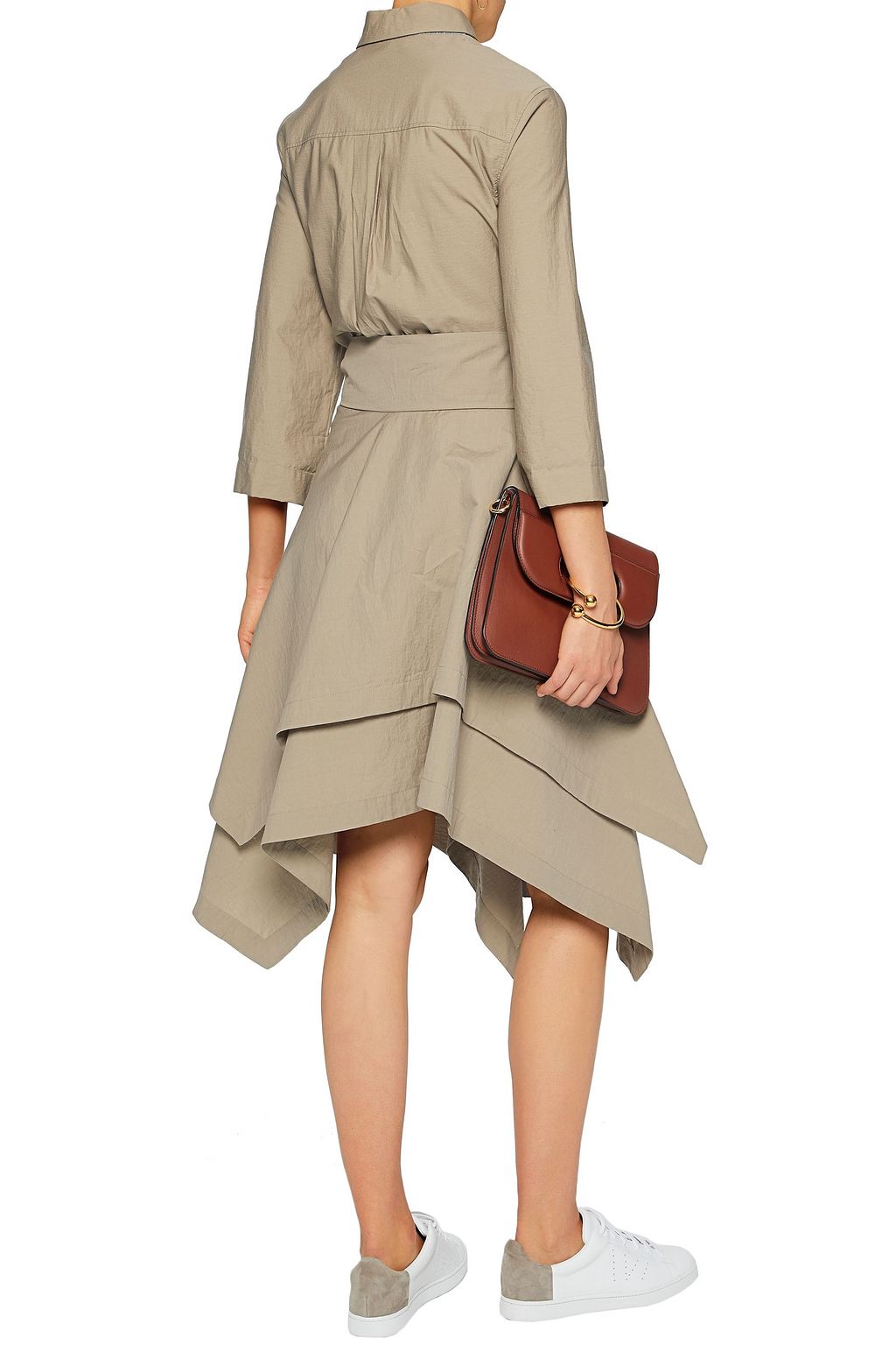 BRUNELLO CUCINELLI Asymmetric layered cotton-blend shirt dress