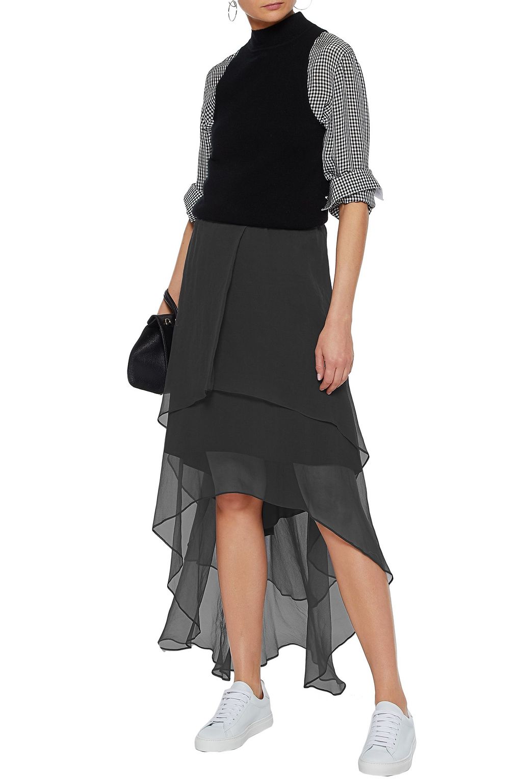 BRUNELLO CUCINELLI Asymmetric layered silk-chiffon skirt