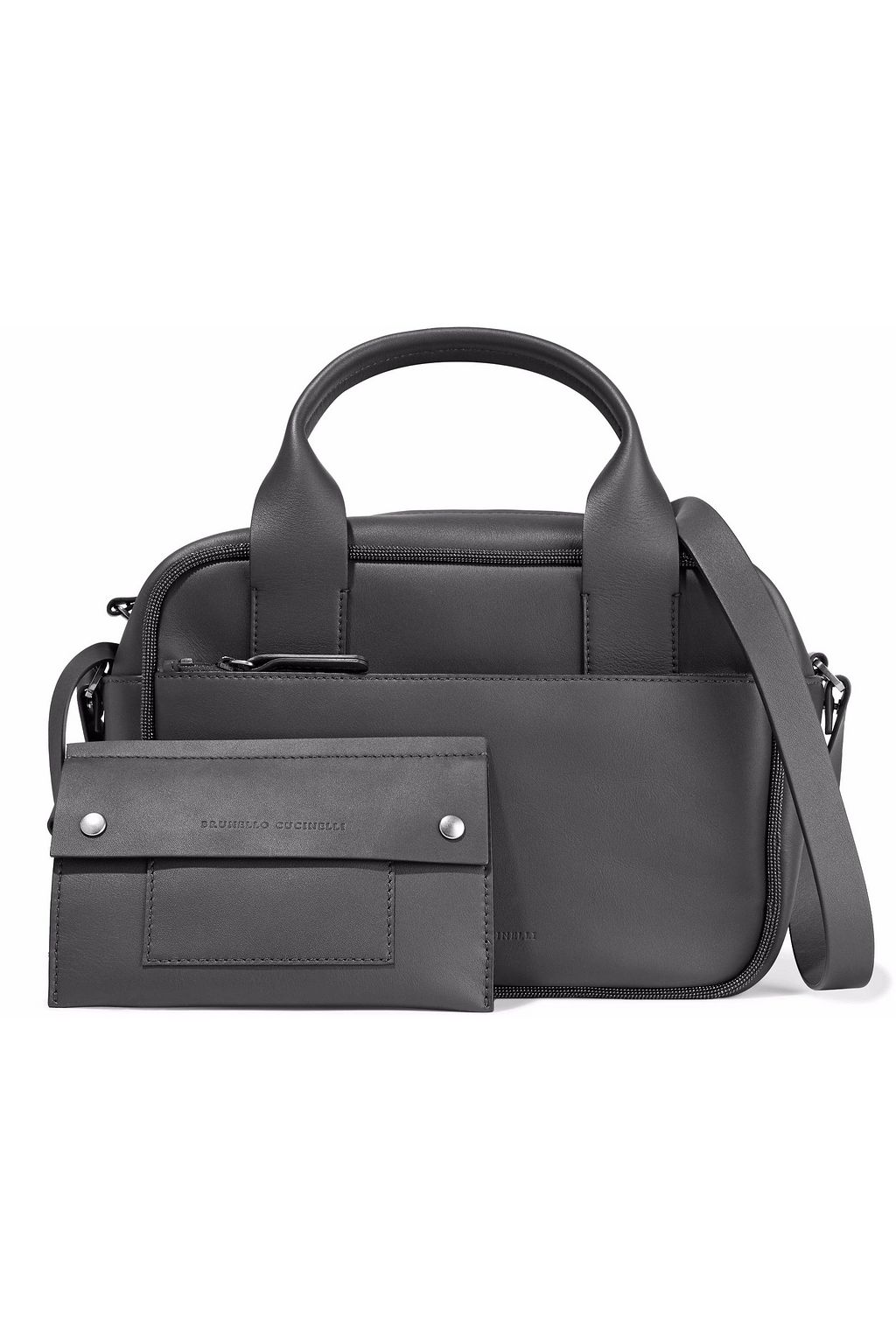 BRUNELLO CUCINELLI Bead-embellished leather shoulder bag