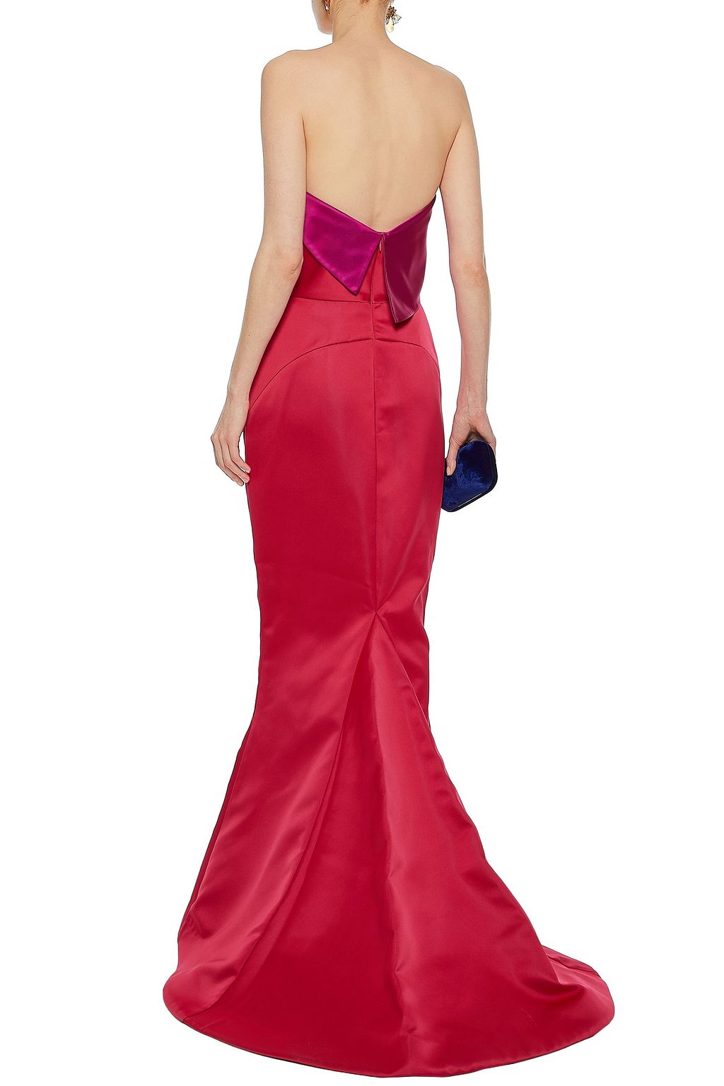 ZAC POSEN Strapless paneled two-tone duchesse-satin gown