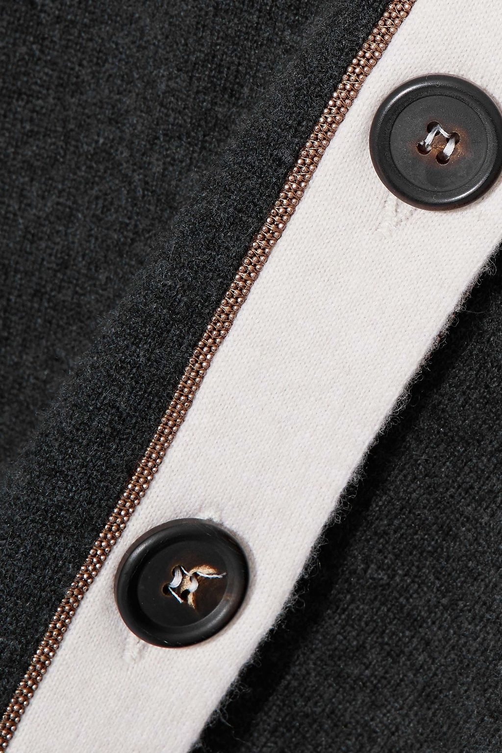 BRUNELLO CUCINELLI Bead-embellished virgin wool, cashmere, and silk-blend cardigan