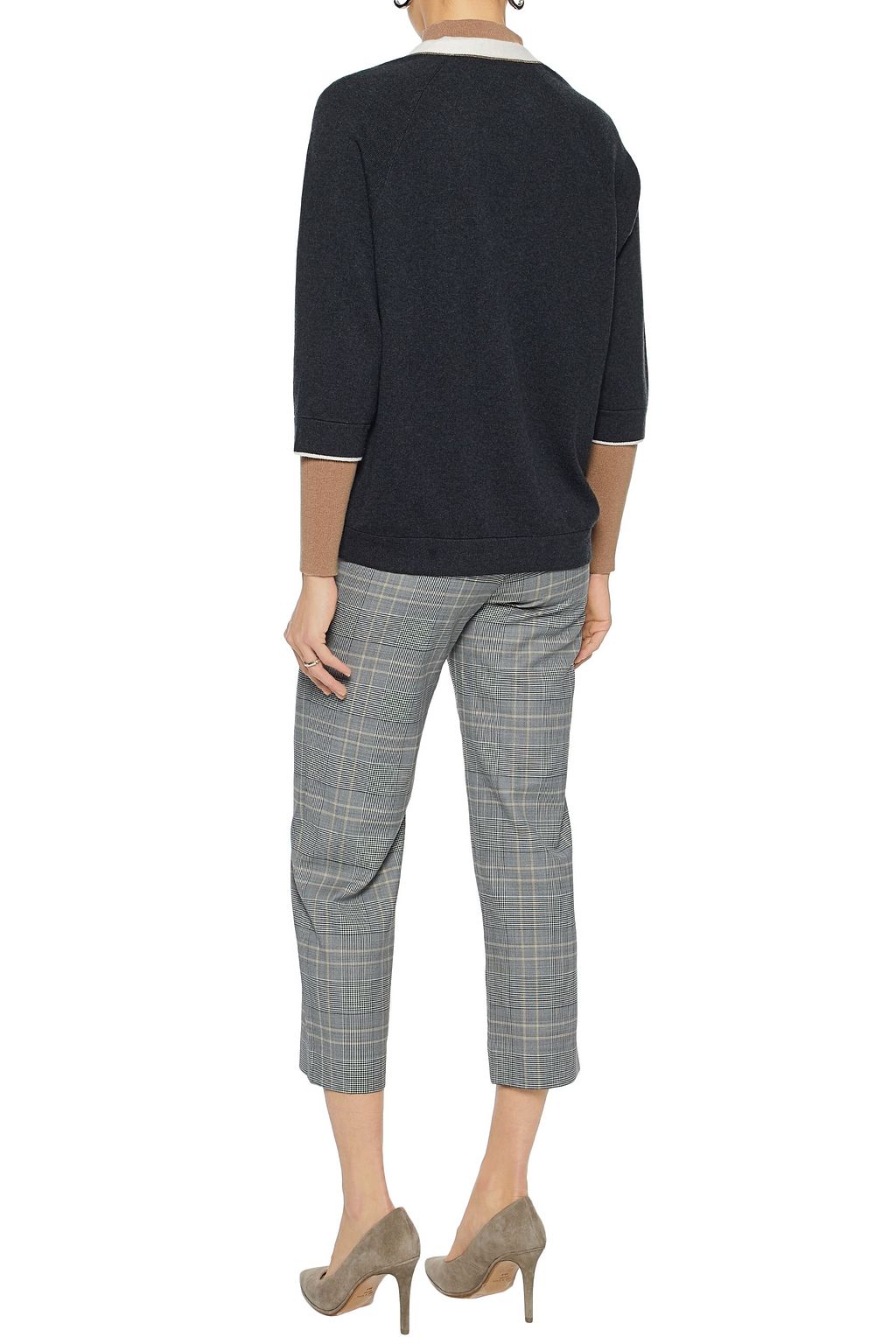 BRUNELLO CUCINELLI Bead-embellished virgin wool, cashmere, and silk-blend cardigan