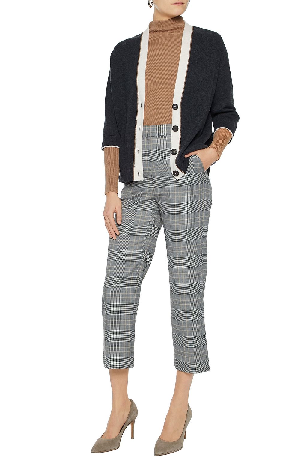 BRUNELLO CUCINELLI Bead-embellished virgin wool, cashmere, and silk-blend cardigan