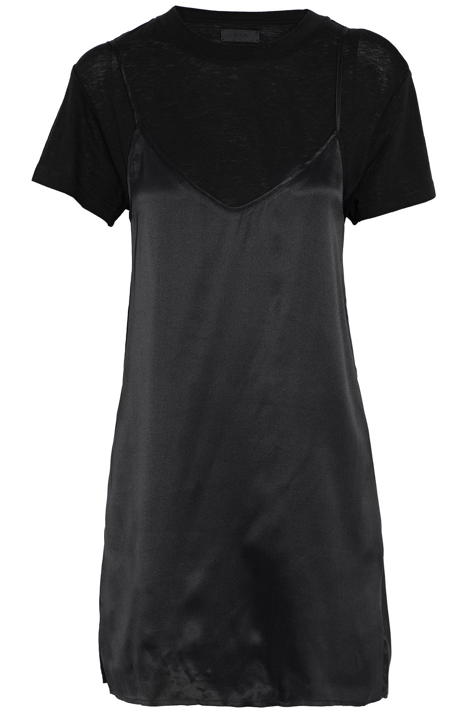 Winona layered silk-satin and cotton-blend jersey mini dress