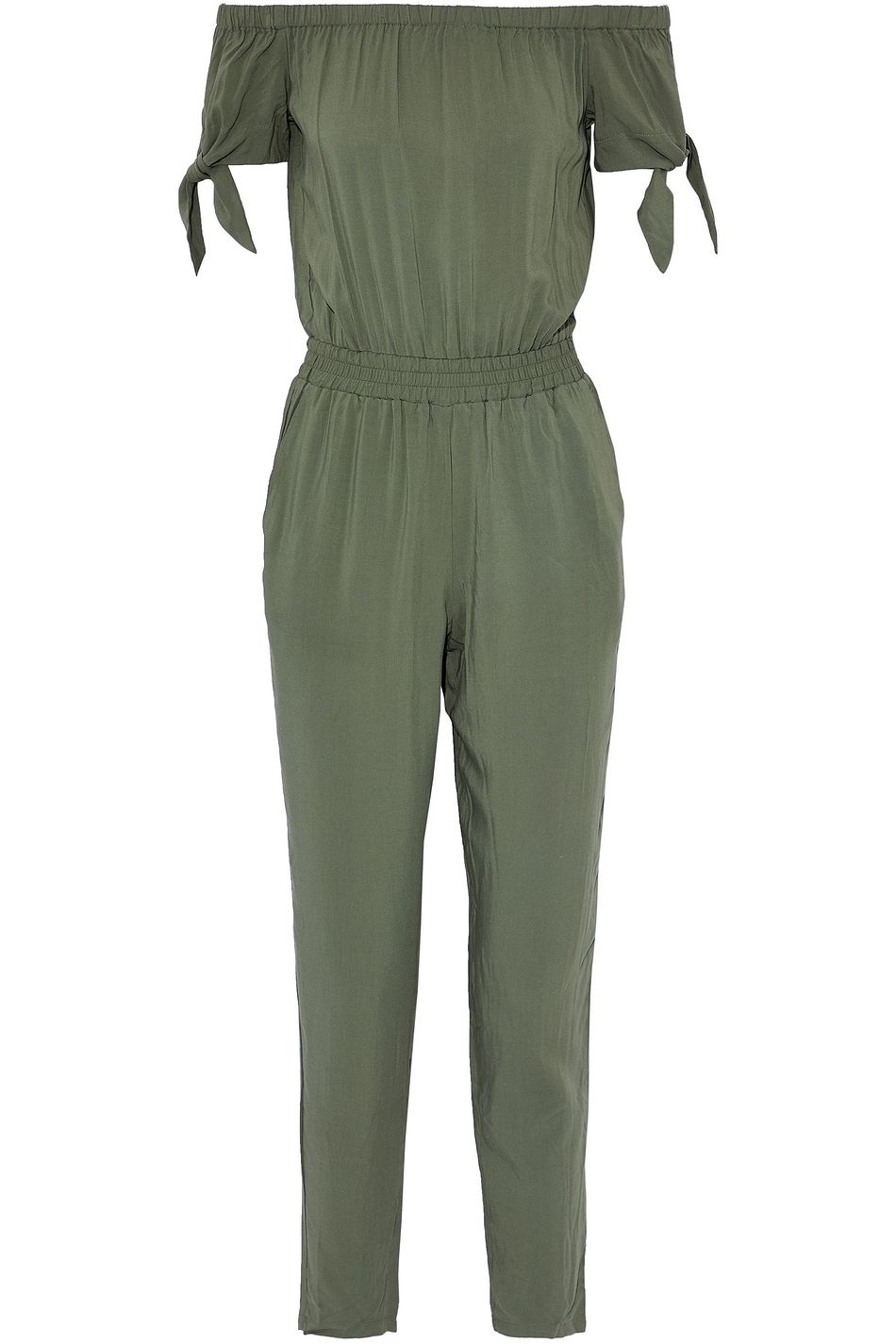 off the shoulder jersey jumpsuit