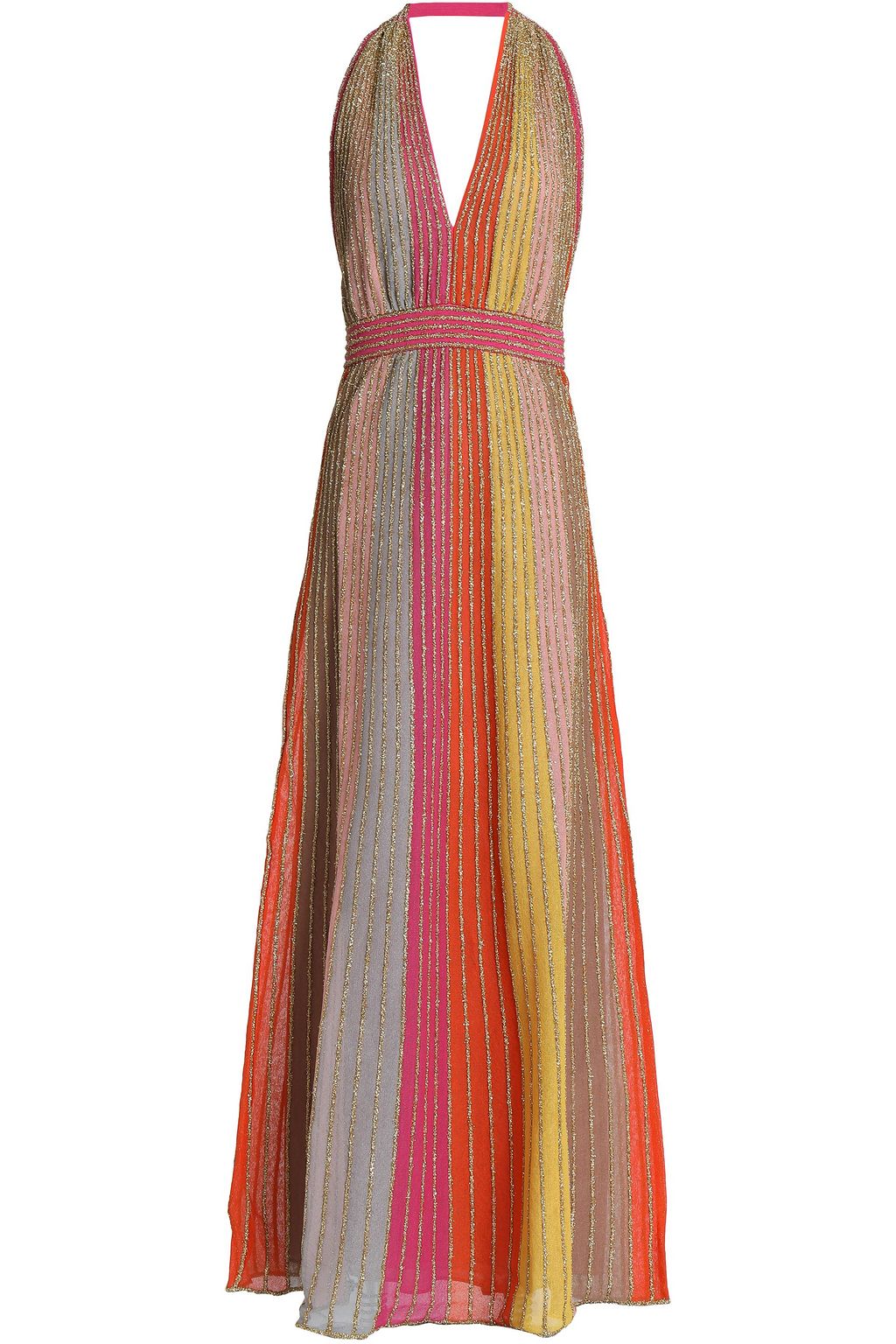 bright striped maxi dress
