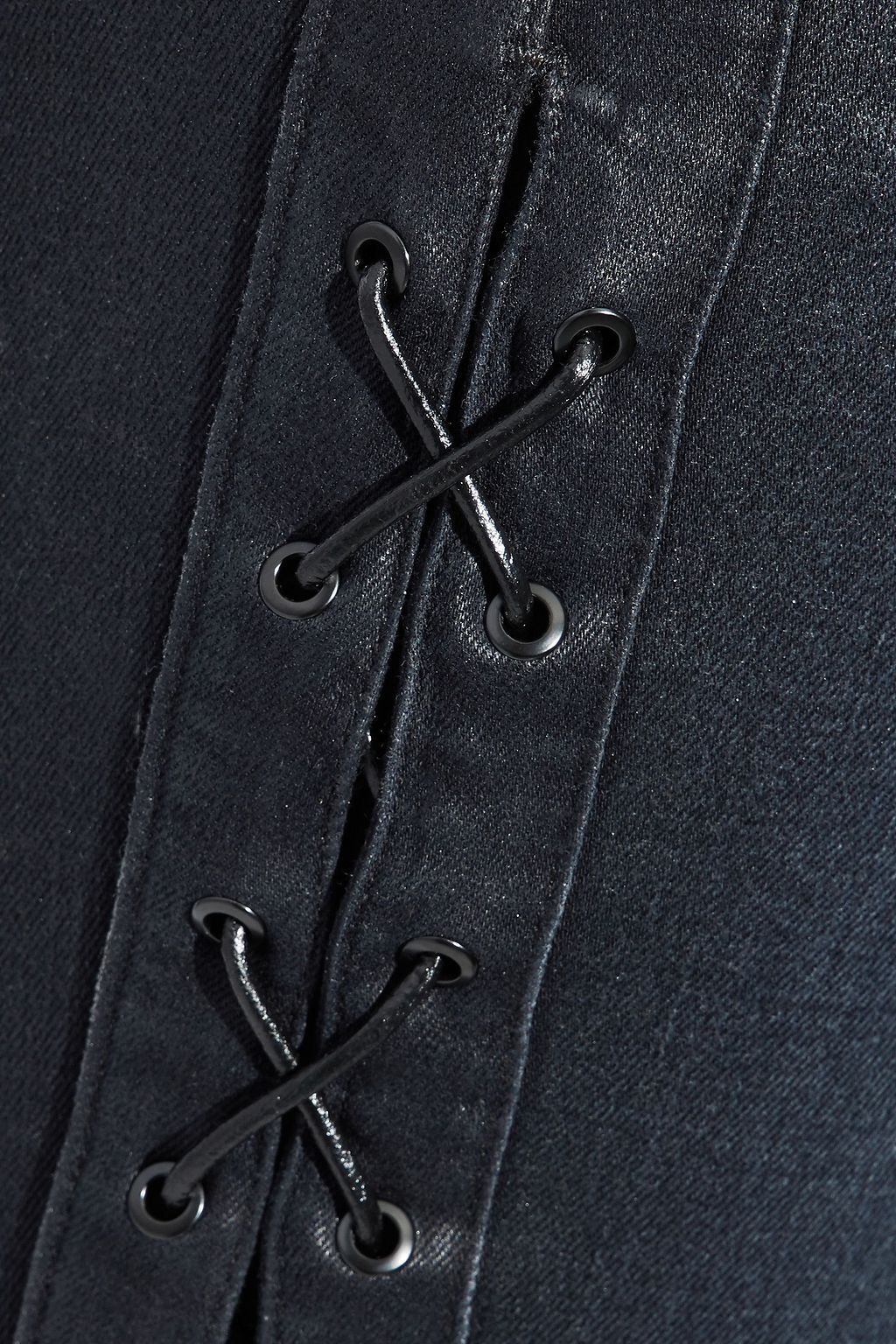 J BRAND Lace-up coated mid-rise slim-leg jeans