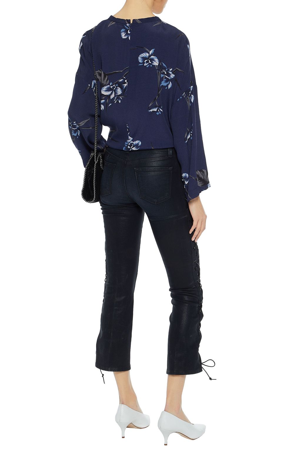 J BRAND Lace-up coated mid-rise slim-leg jeans