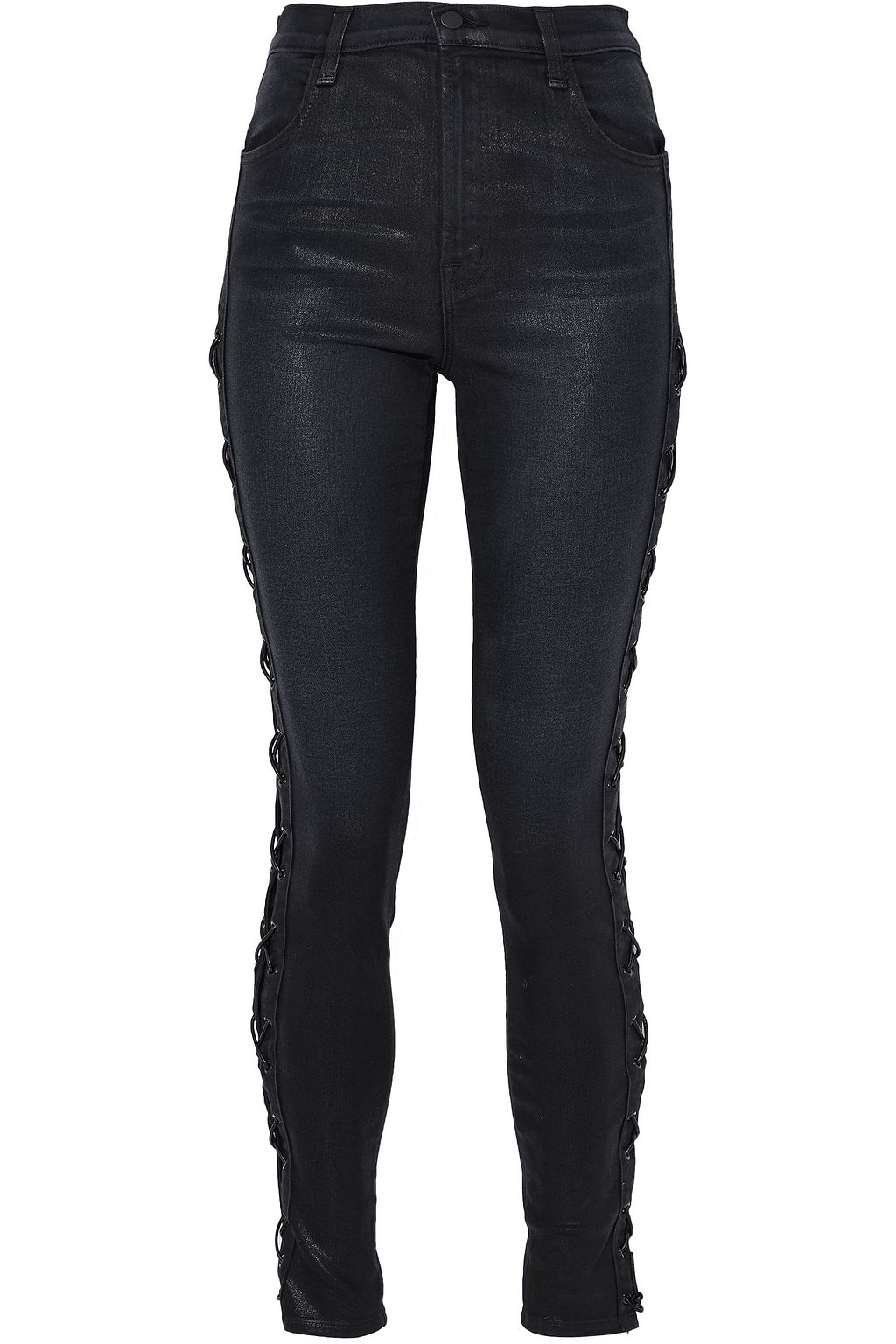 lace up coated jeans