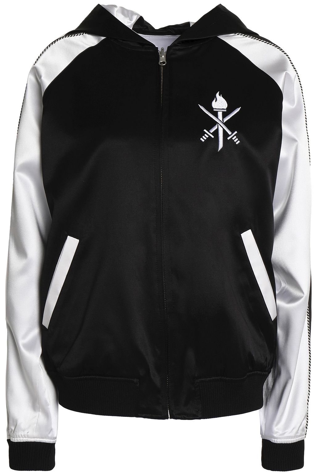 two tone hooded bomber