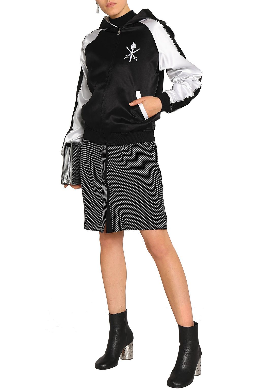 two tone hooded bomber