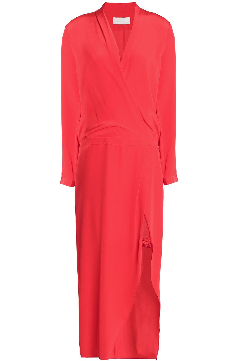 red wrap silk dress