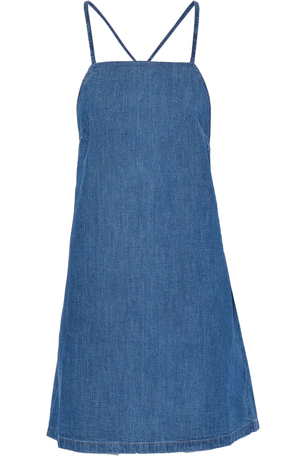 open back denim dress