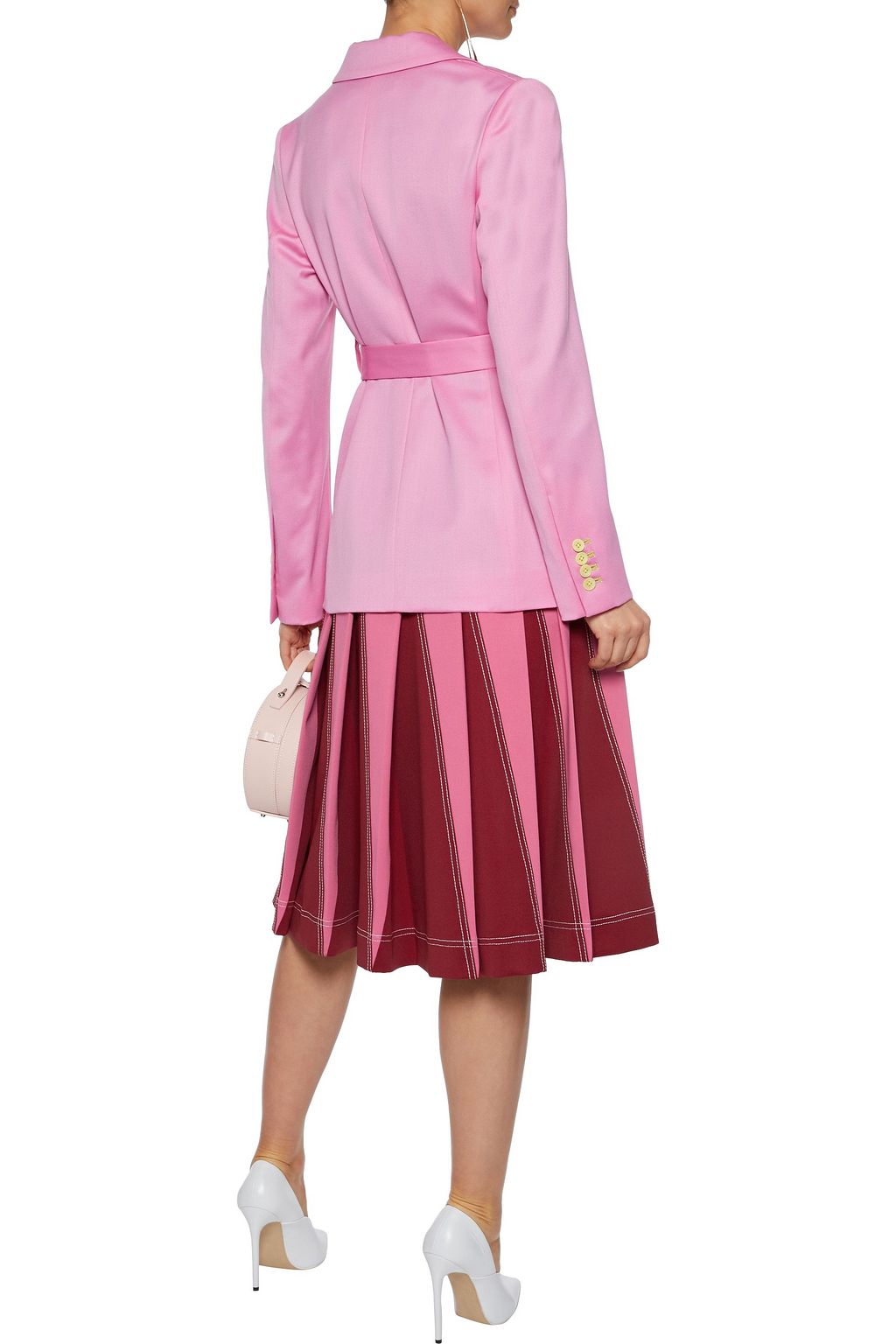 VALENTINO GARAVANI ツートーン プリーツ入り ポンテ スカート
