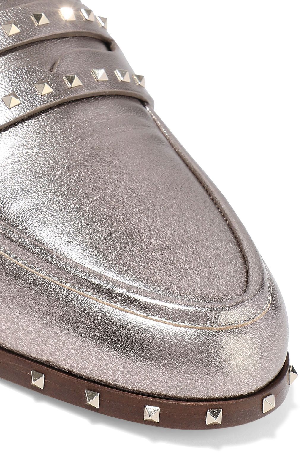 VALENTINO GARAVANI Soul Rockstud metallic leather slippers