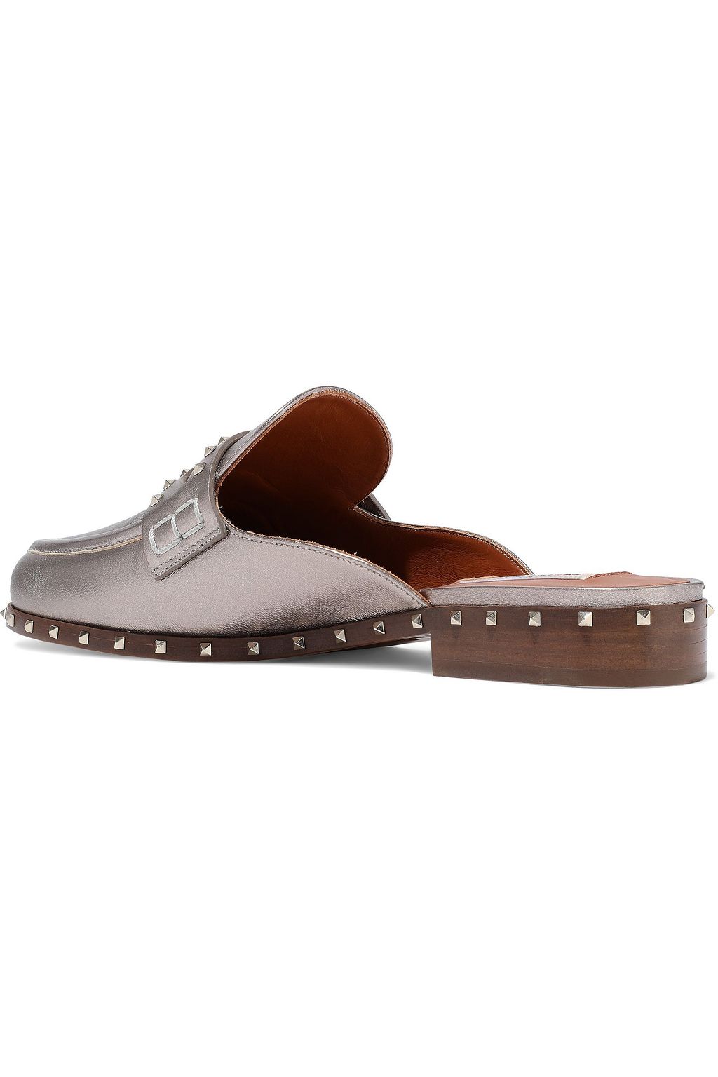 VALENTINO GARAVANI Soul Rockstud metallic leather slippers