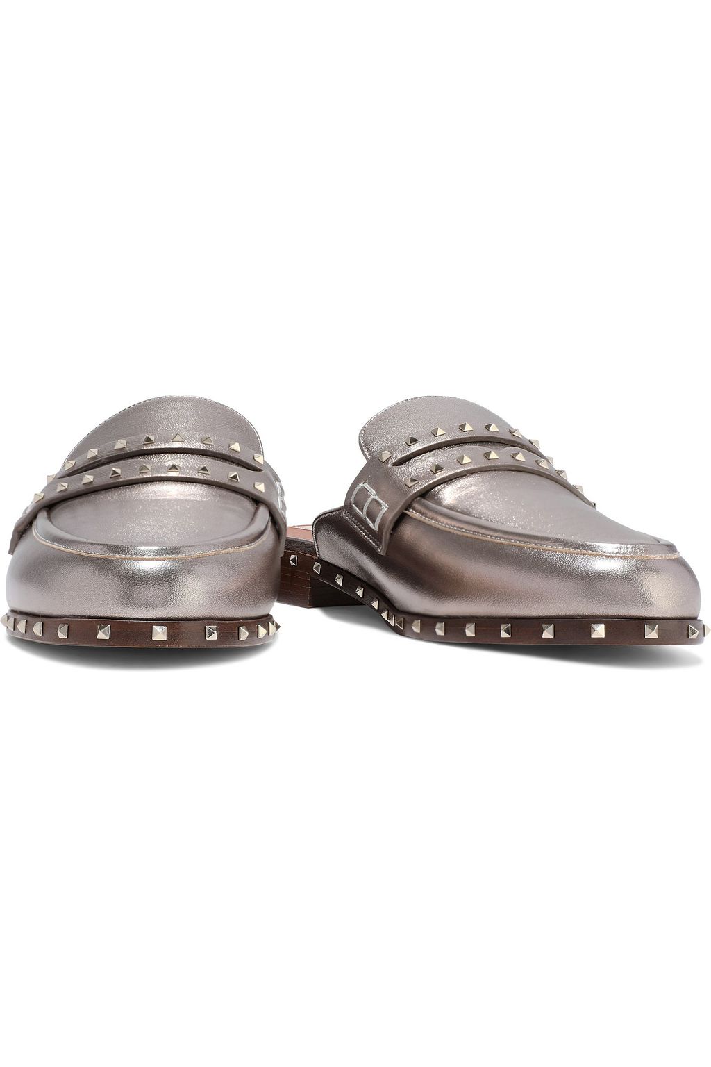 VALENTINO GARAVANI Soul Rockstud metallic leather slippers
