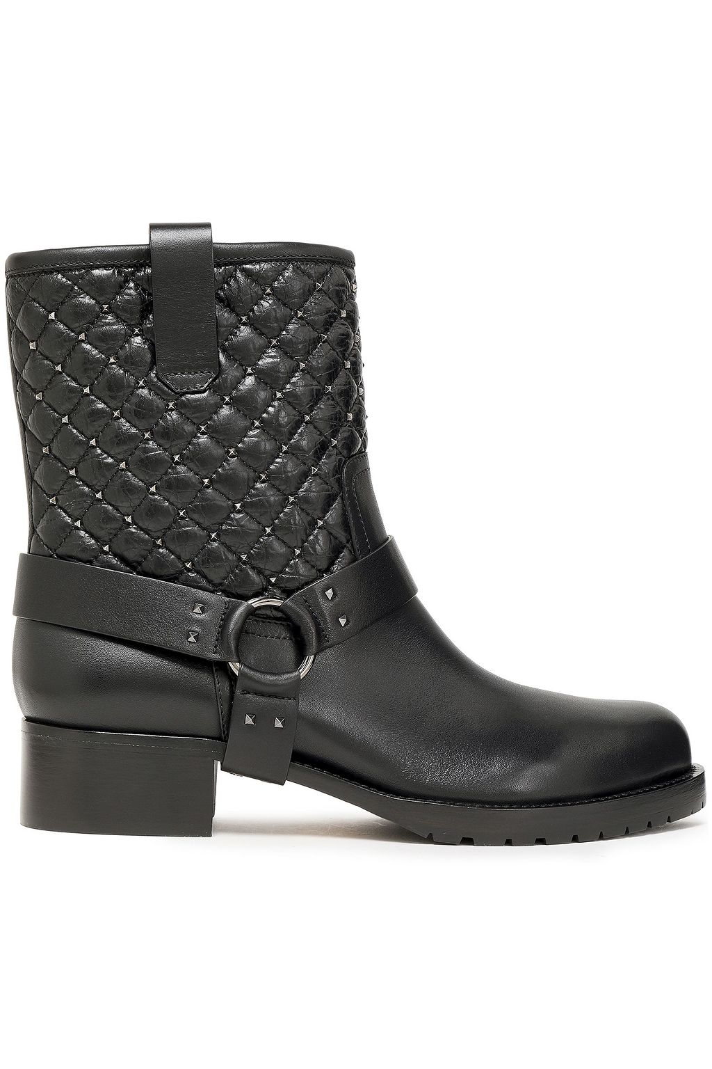 strap detail quilted leather ankle boots