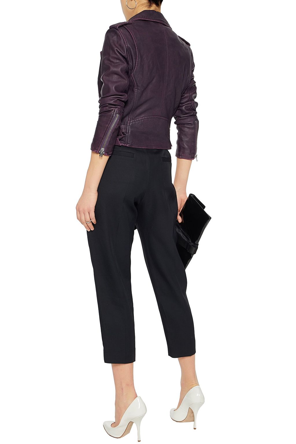IRO Ashville cropped washed-leather biker jacket