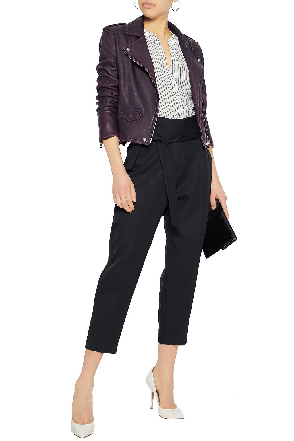 IRO Ashville cropped washed-leather biker jacket