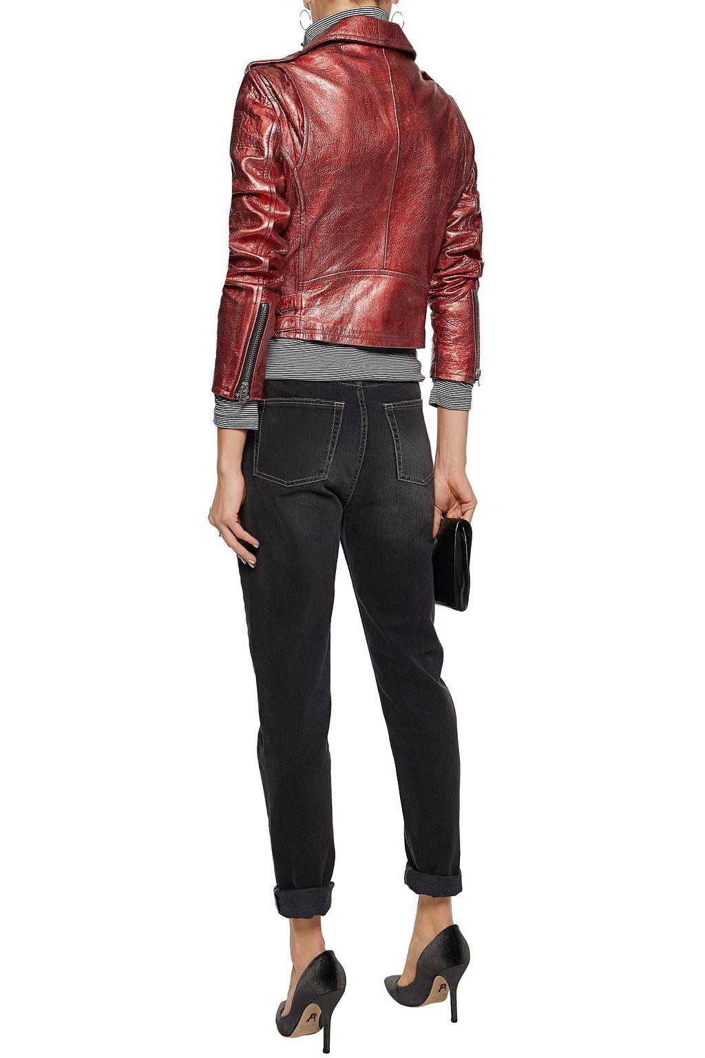 IRO Metallic cracked-leather biker jacket