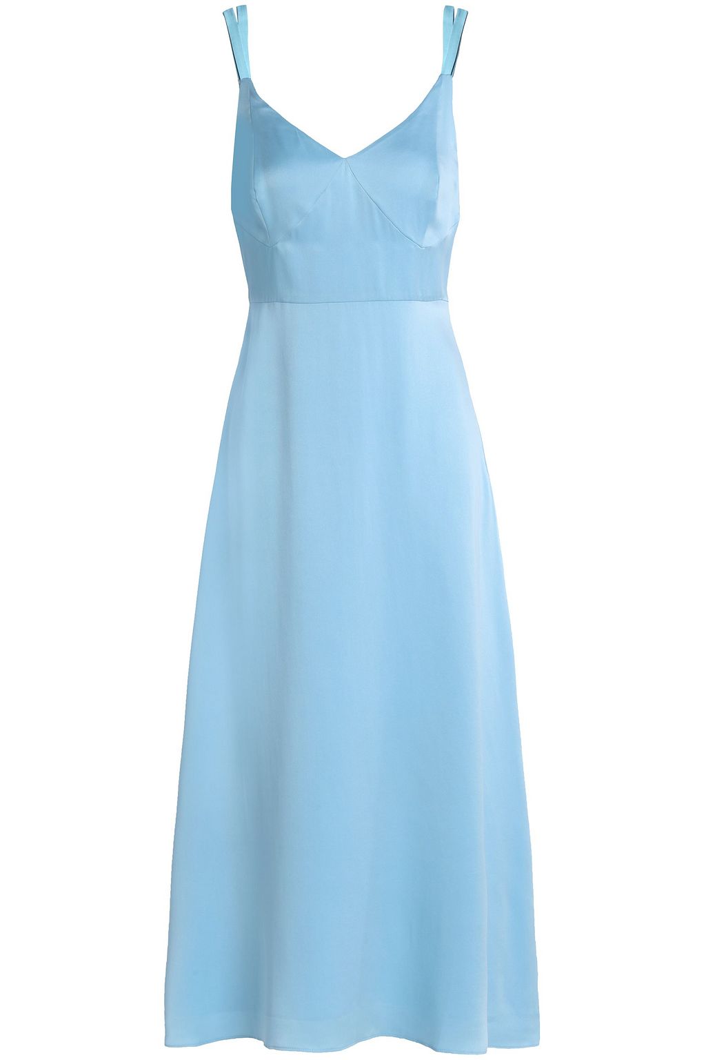 baby blue satin midi dress