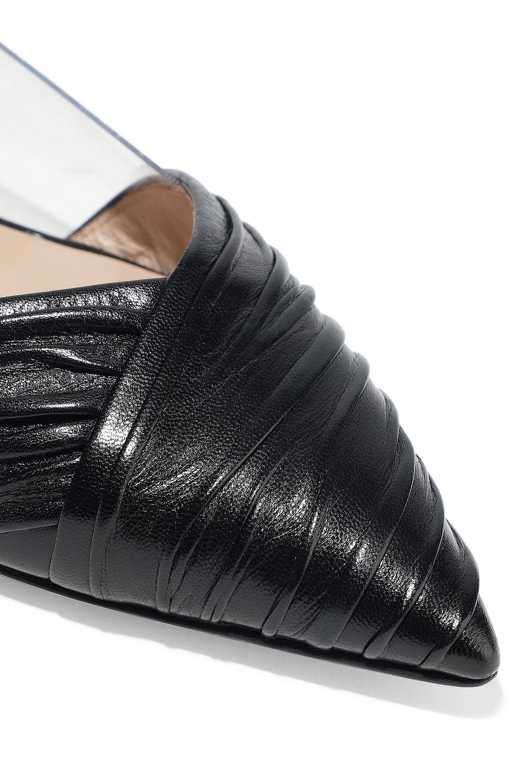 VALENTINO GARAVANI PVC-paneled leather point-toe flats
