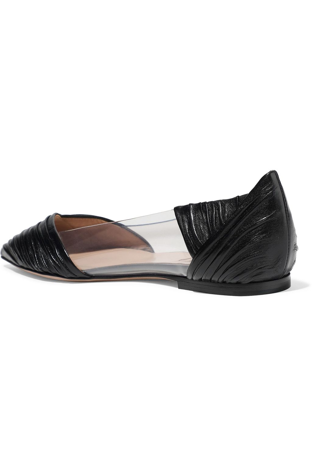 VALENTINO GARAVANI PVC-paneled leather point-toe flats