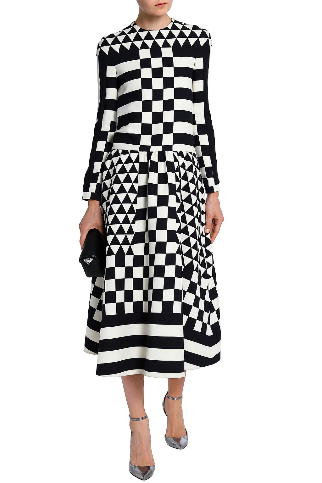 VALENTINO GARAVANI Printed wool and silk-blend twill midi dress