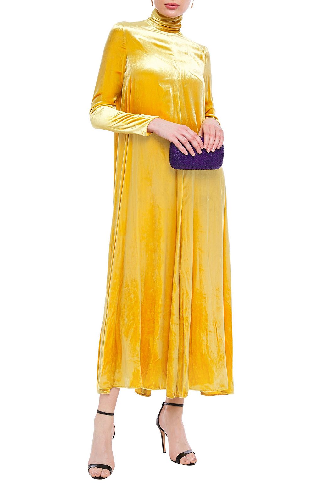 VALENTINO GARAVANI Crushed-velvet turtleneck maxi dress
