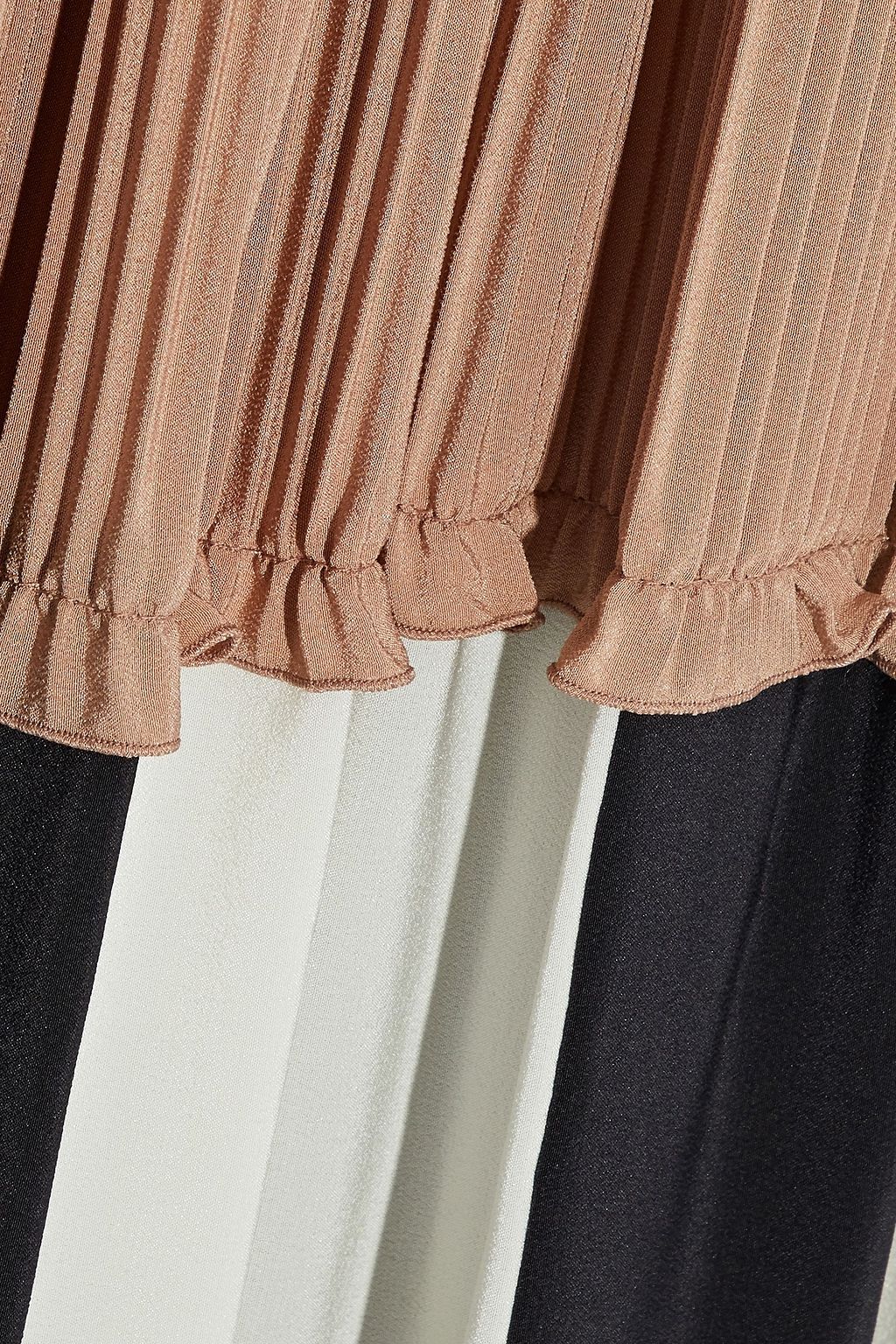VALENTINO GARAVANI カラーブロック プリーツ入り シルククレープデシン ミディワンピース