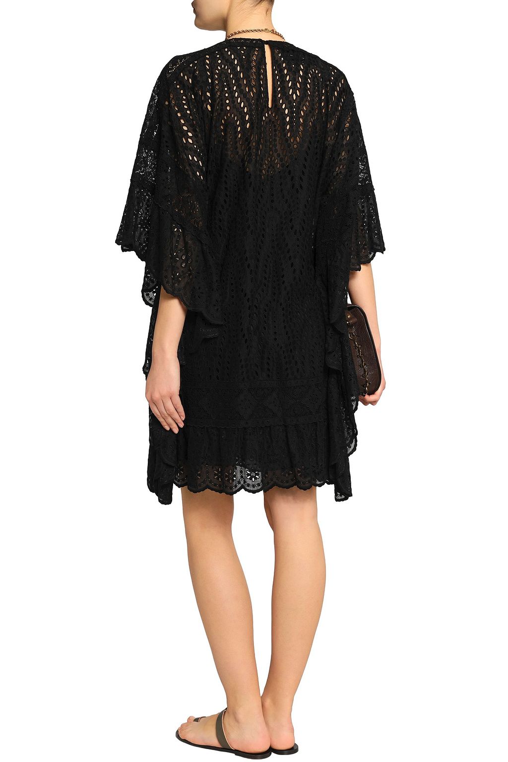 VALENTINO GARAVANI Draped broderie anglaise cotton-blend mini dress