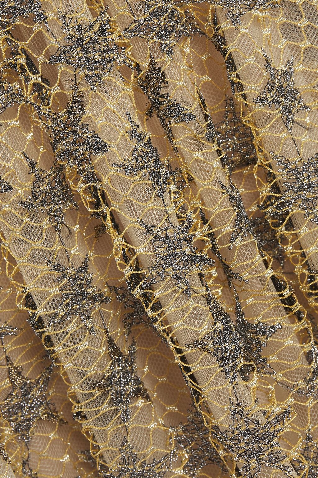 VALENTINO GARAVANI Embellished metallic fishnet mini dress