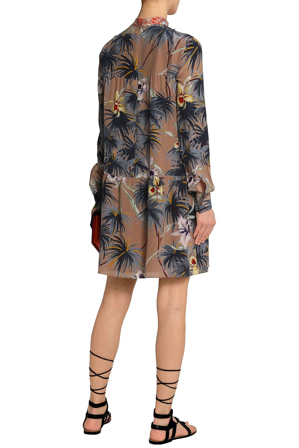 VALENTINO GARAVANI Pussy-bow printed silk crepe de chine mini dress