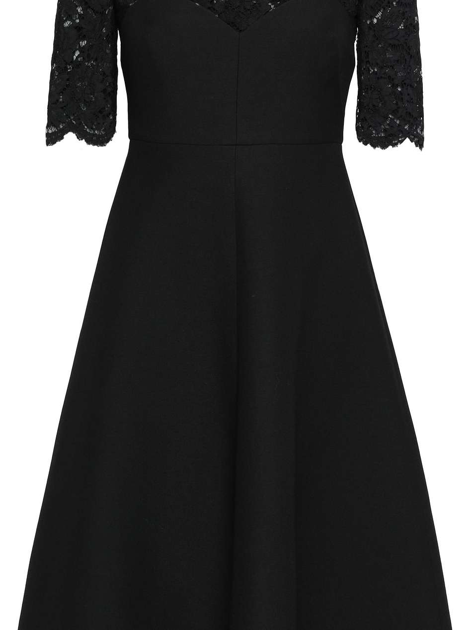 lace-paneled wool and silk-blend crepe dress