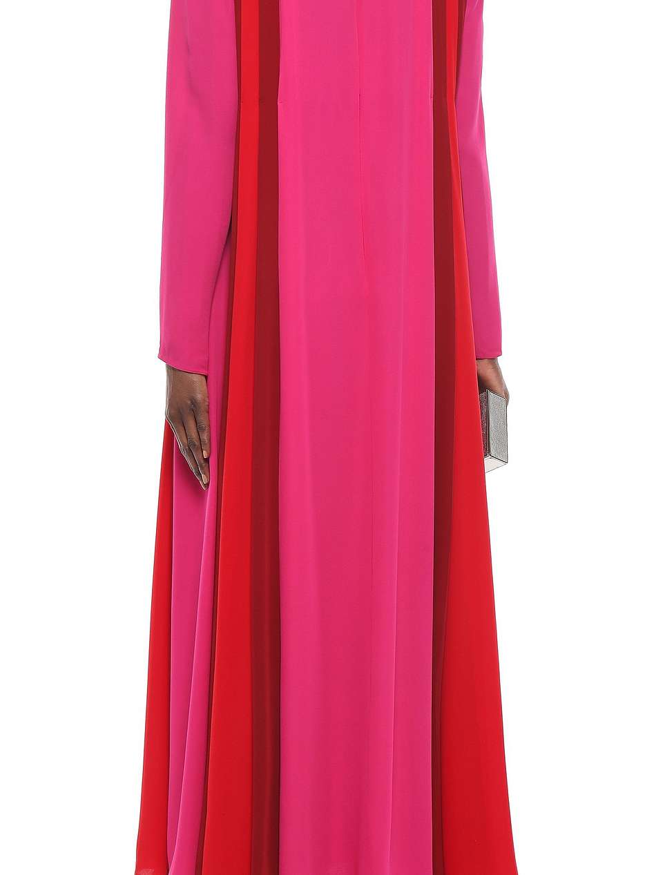 color-block silk-crepe turtleneck maxi dress