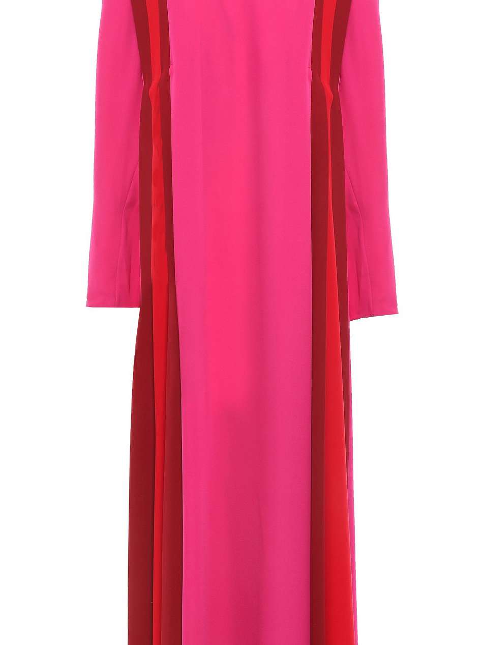 color-block silk-crepe turtleneck maxi dress