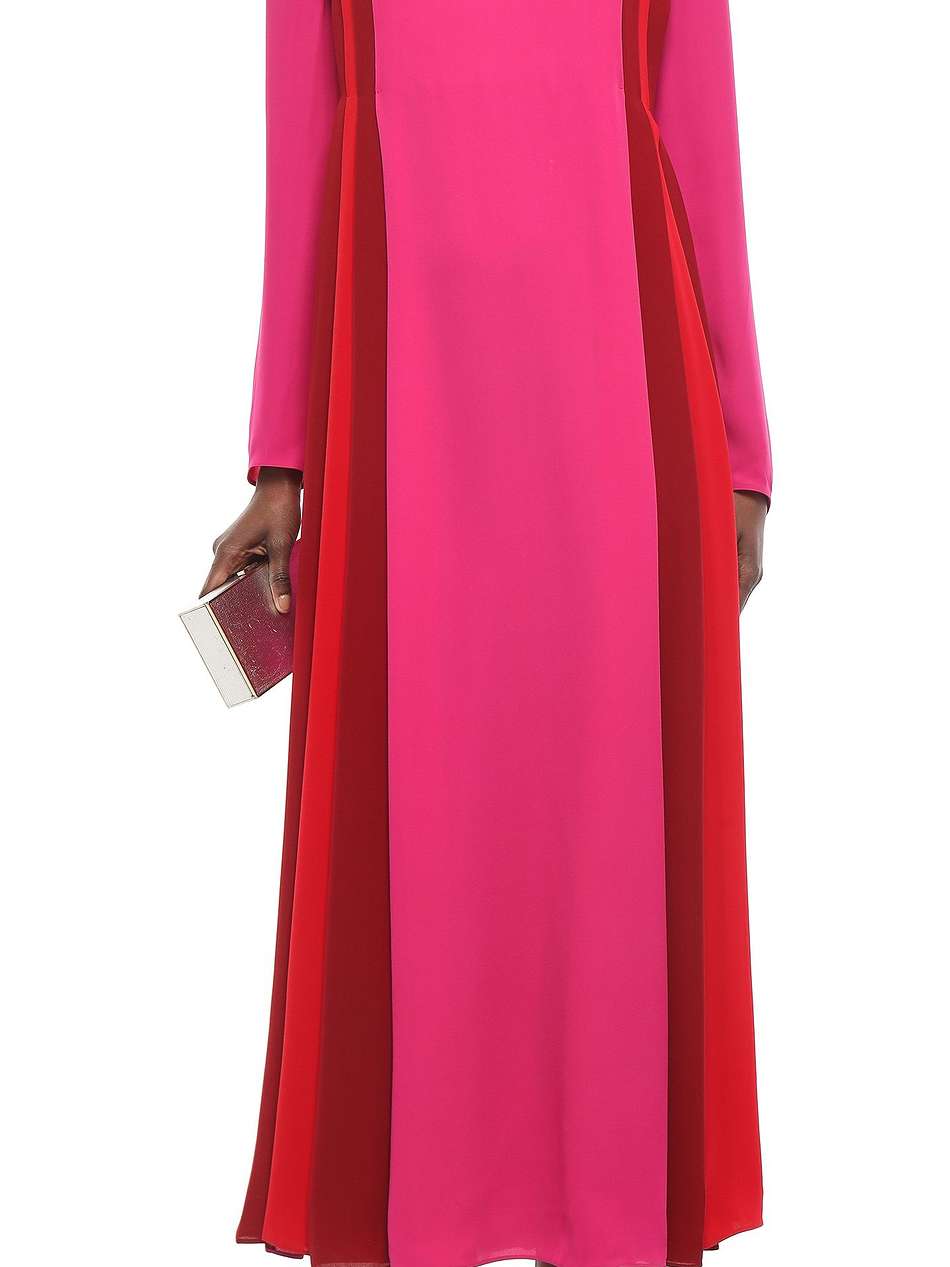 color-block silk-crepe turtleneck maxi dress