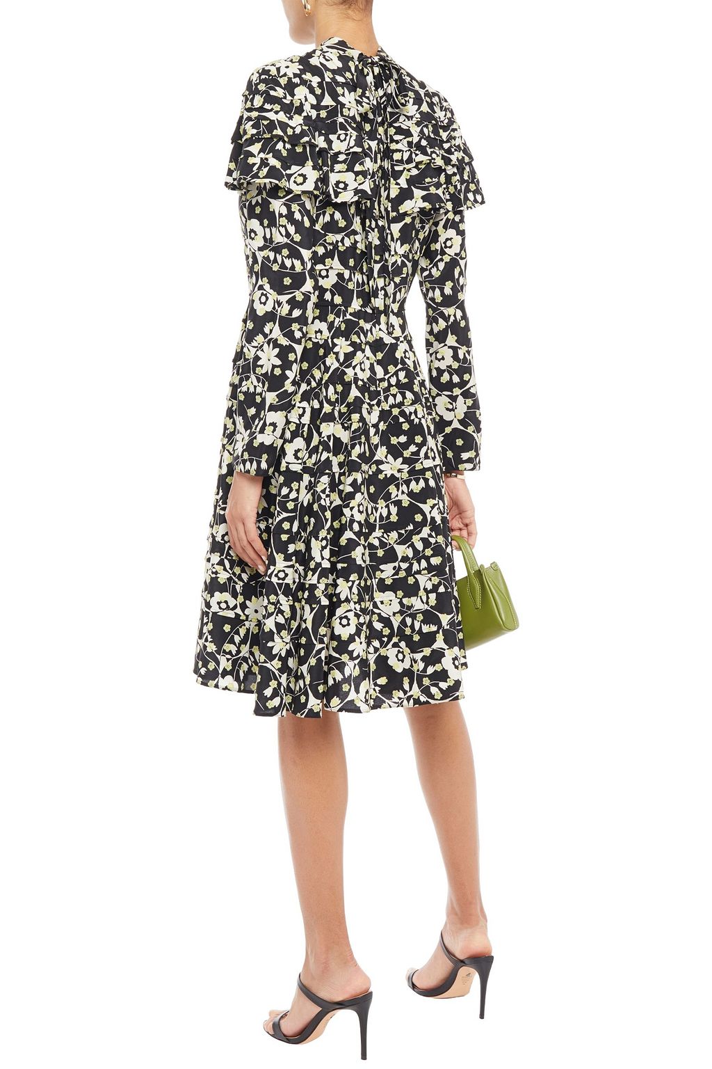 VALENTINO GARAVANI Tiered floral-print silk crepe de chine dress